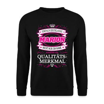 Qualitätsmerkmal Marion einfach Erstklassig - Unisex Pullover - Schwarz - Vorne - Alina (178cm) & Michal (187cm)