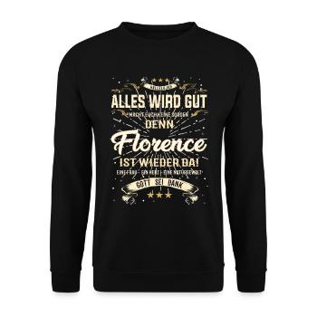 Tout ira bien parce que Florence est là Outfit - Sweat-shirt Unisexe - noir - Devant - Alina (178cm) & Michal (187cm)
