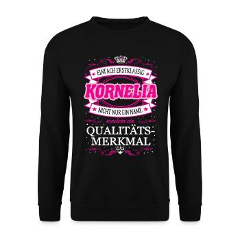 Caractéristique de qualité Kornelia tout simplement de première classe - Sweat-shirt Unisexe - noir - Devant - Alina (178cm) & Michal (187cm)