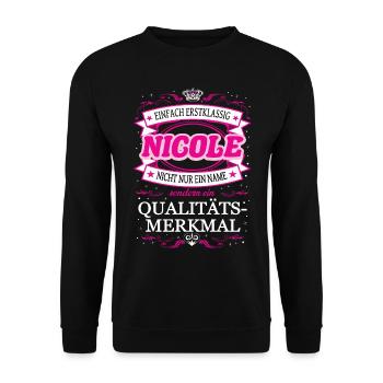 Quality feature Nicole simply first-class - Unisex Sweatshirt - black - Front - Alina (178cm) & Michal (187cm)