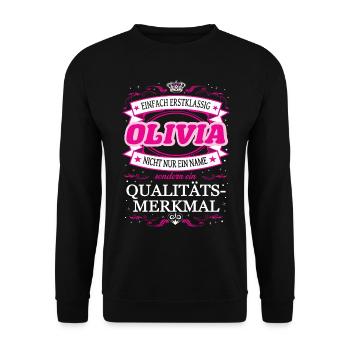 Quality feature Olivia simply first-class - Unisex Sweatshirt - black - Front - Alina (178cm) & Michal (187cm)