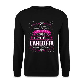 Votre Altesse Carlotta entre dans la pièce - Sweat-shirt Unisexe - noir - Devant - Alina (178cm) & Michal (187cm)