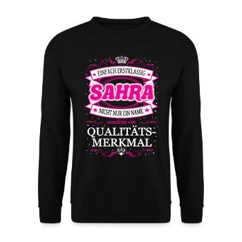 Qualitätsmerkmal Sahra einfach Erstklassig - Unisex Pullover - Schwarz - Vorne - Alina (178cm) & Michal (187cm)