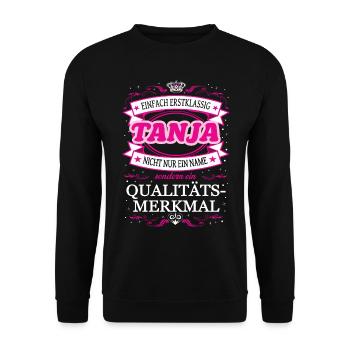 Quality feature Tanja simply first-class - Unisex Sweatshirt - black - Front - Alina (178cm) & Michal (187cm)