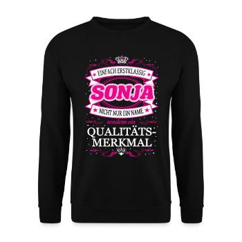 Quality feature Sonja simply first-class - Unisex Sweatshirt - black - Front - Alina (178cm) & Michal (187cm)
