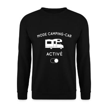 Humour - Mode camping-car activé - Sweat-shirt Unisexe - noir - Devant - Alina (178cm) & Michal (187cm)