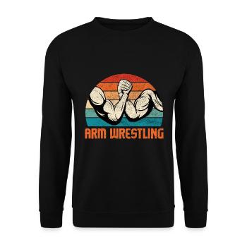 Retro Vintage Arm Wrestling Sport Arm Wrestler - Unisex Pullover - Schwarz - Vorne - Alina (178cm) & Michal (187cm)