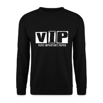 VIP PAPOU Weihnachtsgeschenk Vatertag Geburtstag - Unisex Pullover - Schwarz - Vorne - Alina (178cm) & Michal (187cm)