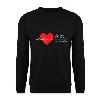 Arzt aus Leidenschaft mit Herz und EKG-Kurve - Unisex Pullover - Schwarz - Vorne - Alina (178cm) & Michal (187cm)