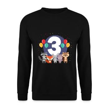 3rd Birthday Baby Three 3 Forest Animals - Unisex Sweatshirt - black - Front - Alina (178cm) & Michal (187cm)