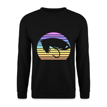 Vintage Fly Fishing Coucher de soleil - Sweat-shirt Unisexe - noir - Devant - Alina (178cm) & Michal (187cm)