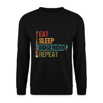 Eat Sleep Repeat Aboriginal Wind Instrument Didger - Unisex Sweatshirt - black - Front - Alina (178cm) & Michal (187cm)