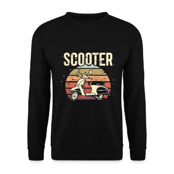 Scooter Motorroller Mofa Moped Roller - Unisex Sweatshirt - black - Front - Alina (178cm) & Michal (187cm)