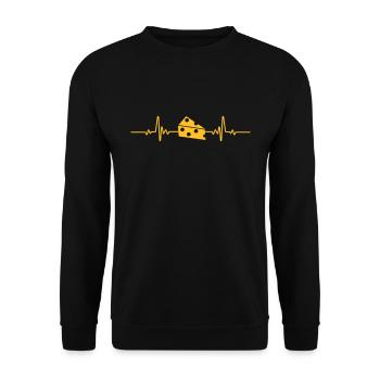 Heartbeat cheese cheese lover gift funny EKG - Unisex Sweatshirt - black - Front - Alina (178cm) & Michal (187cm)