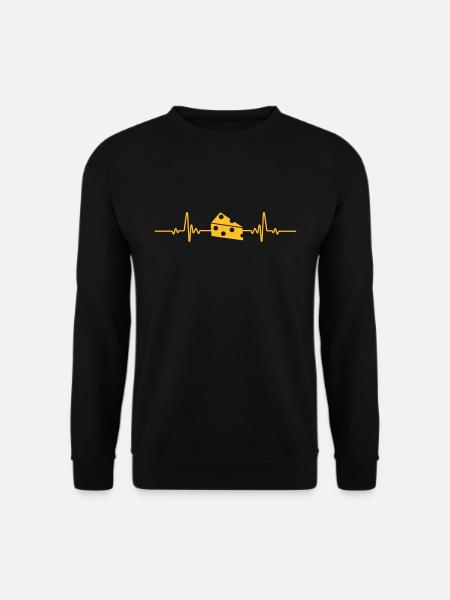 Heartbeat cheese cheese lover gift funny EKG - Unisex Sweatshirt - black