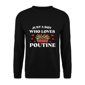 Kanadische Poutine Pommes Frites Mittagessen - Unisex Pullover - Schwarz - Vorne - Alina (178cm) & Michal (187cm)