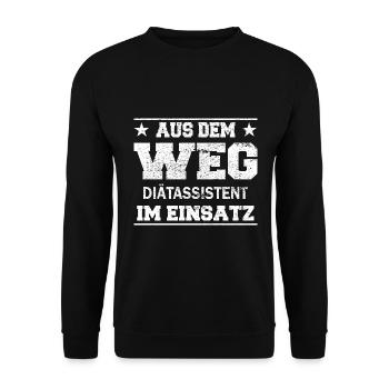 Aus dem Weg Diätassistent im Einsatz Design - Unisex Pullover - Schwarz - Vorne - Alina (178cm) & Michal (187cm)