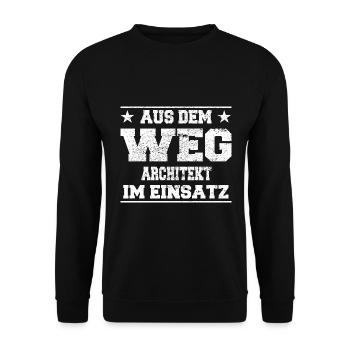 Aus dem Weg Architekt im Einsatz Design - Unisex Pullover - Schwarz - Vorne - Alina (178cm) & Michal (187cm)