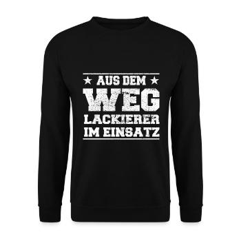 Aus dem Weg Lackierer im Einsatz Design - Unisex Pullover - Schwarz - Vorne - Alina (178cm) & Michal (187cm)