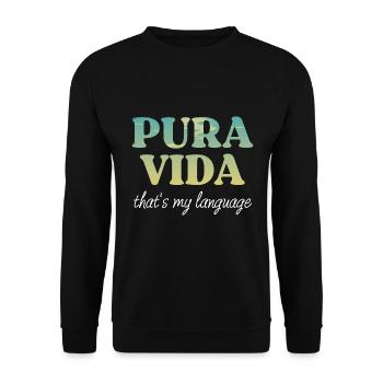 Pura Vida C’est ma langue - Costa Rica Souvenir - Sweat-shirt Unisexe - noir - Devant - Alina (178cm) & Michal (187cm)