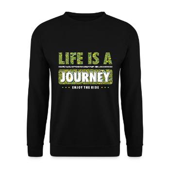 LIFE IS A JOURNEY - ENJOY THE RIDE - Unisex Pullover - Schwarz - Vorne - Alina (178cm) & Michal (187cm)