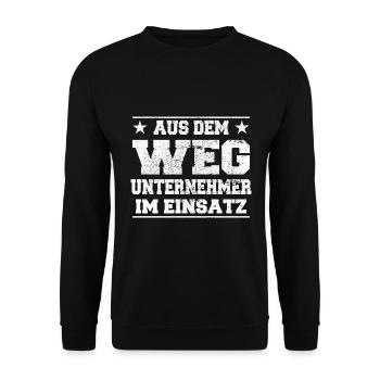 Aus dem Weg Unternehmer im Einsatz Design - Unisex Pullover - Schwarz - Vorne - Alina (178cm) & Michal (187cm)