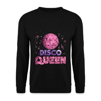Disco Queen Retro 80er 70er 90er Jahre Vintage - Unisex Pullover - Schwarz - Vorne - Alina (178cm) & Michal (187cm)