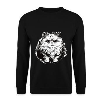 Cute Persian Cat - Unisex Pullover - Schwarz - Vorne - Alina (178cm) & Michal (187cm)