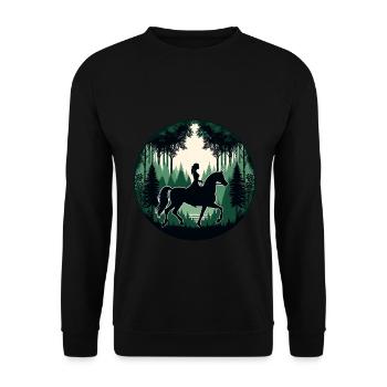 Femme Cheval Arabe - Sweat-shirt Unisexe - noir - Devant - Alina (178cm) & Michal (187cm)