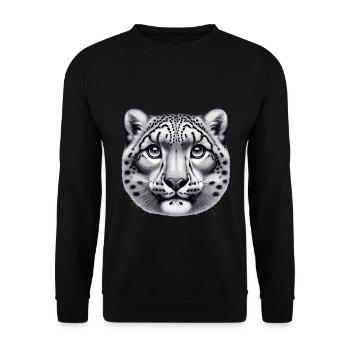 Snow Leopard Leopard White Leopard - Unisex Sweatshirt - black - Front - Alina (178cm) & Michal (187cm)