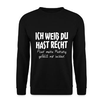 ICH WEIß du hast recht - Unisex Pullover - Schwarz - Vorne - Alina (178cm) & Michal (187cm)