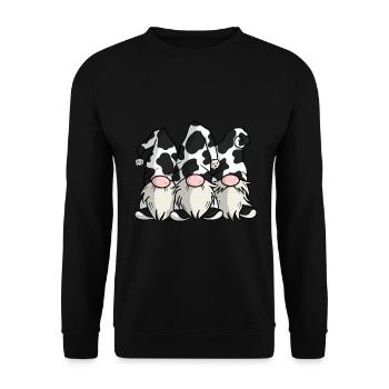 Cute Cow Print Gnomes - Unisex Sweatshirt - black - Front - Alina (178cm) & Michal (187cm)