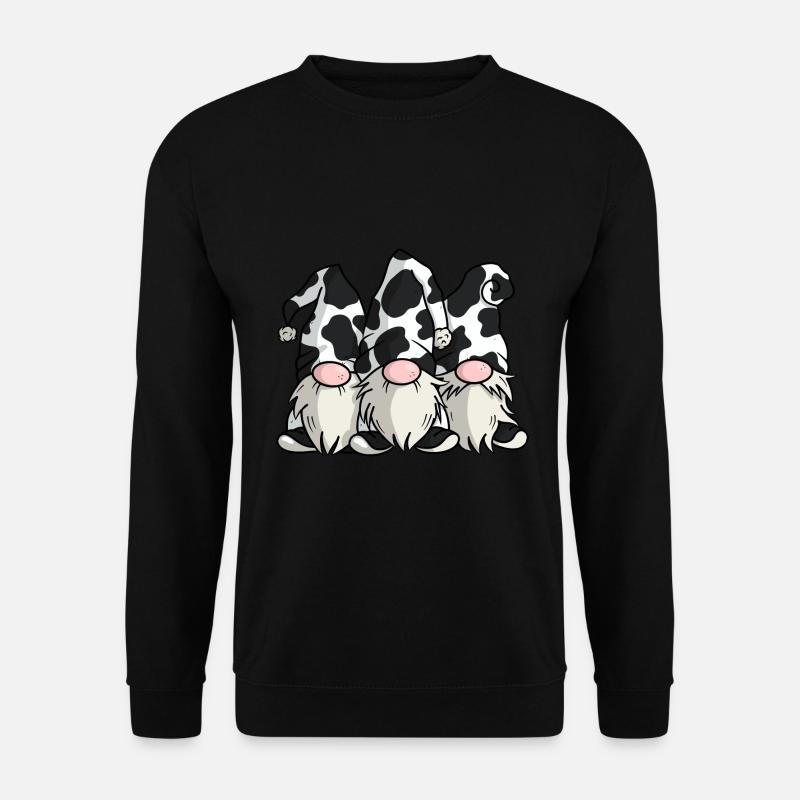 Niedliche Kuh Print Gnome - Unisex Pullover - Schwarz