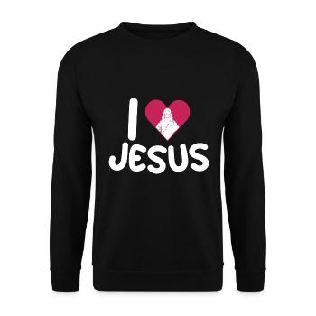 J’aime Jésus / Chrétien, Religion, Foi, Bible - Sweat-shirt Unisexe - noir - Devant - Alina (178cm) & Michal (187cm)