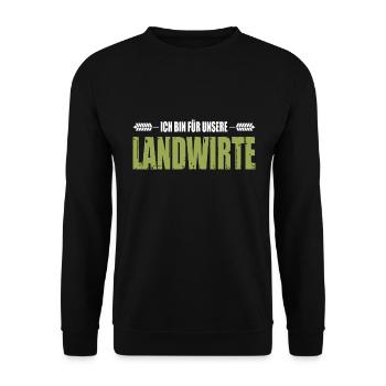 Bauerndemo Ich Bin Für Unsere Landwirte Demo - Unisex Pullover - Schwarz - Vorne - Alina (178cm) & Michal (187cm)