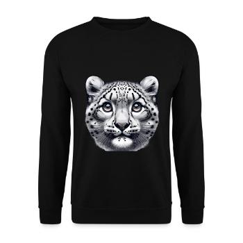 Schneeleopard Leopard Weißer Leopard - Unisex Pullover - Schwarz - Vorne - Alina (178cm) & Michal (187cm)