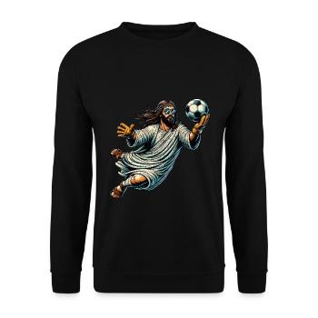 Jésus Football Cadeau Drôle Football Dieu Jésus Cadeau - Sweat-shirt Unisexe - noir - Devant - Alina (178cm) & Michal (187cm)