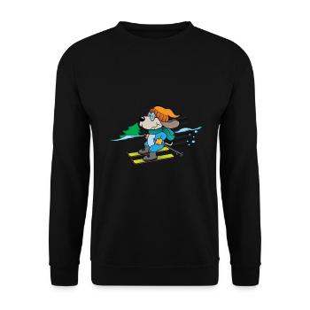 Chien chiot monte hiver ski départ cadeau comique - Sweat-shirt Unisexe - noir - Devant - Alina (178cm) & Michal (187cm)