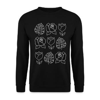 Flowers - Minimalist flowers - Unisex Sweatshirt - black - Front - Alina (178cm) & Michal (187cm)