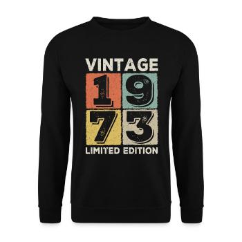 Jahrgang 1973 - Unisex Pullover - Schwarz - Vorne - Alina (178cm) & Michal (187cm)