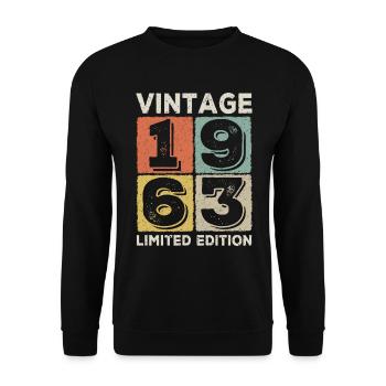 Jahrgang 1963 - Unisex Pullover - Schwarz - Vorne - Alina (178cm) & Michal (187cm)