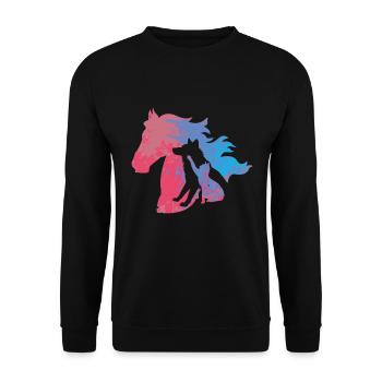 Animaux Chien Chat Cheval Coloré Cheval Design - Sweat-shirt Unisexe - noir - Devant - Alina (178cm) & Michal (187cm)