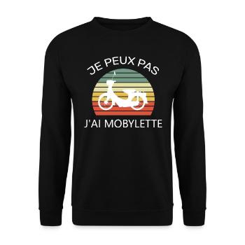 Je peux pas j’ai mobylette - Sweat-shirt Unisexe - noir - Devant - Alina (178cm) & Michal (187cm)