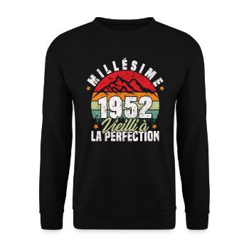 Millésime 1952, Cadeau D'anniversaire Vintage 1952 - Sweat-shirt Unisexe - noir - Devant - Alina (178cm) & Michal (187cm)
