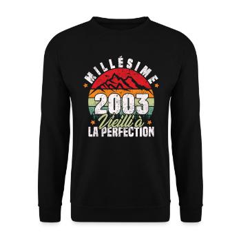 Millésime 2003, Cadeau D'anniversaire Vintage 2003 - Sweat-shirt Unisexe - noir - Devant - Alina (178cm) & Michal (187cm)
