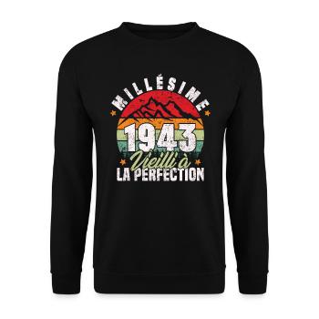 Millésime 1943, Cadeau D'anniversaire Vintage 1943 - Sweat-shirt Unisexe - noir - Devant - Alina (178cm) & Michal (187cm)