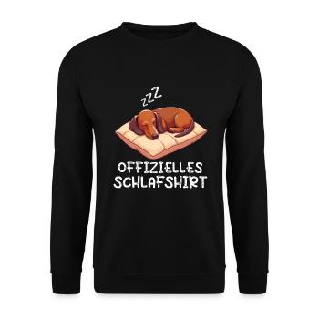Offizielles Schlafshirt Dackel Dachshund Teckel - Unisex Pullover - Schwarz - Vorne - Alina (178cm) & Michal (187cm)