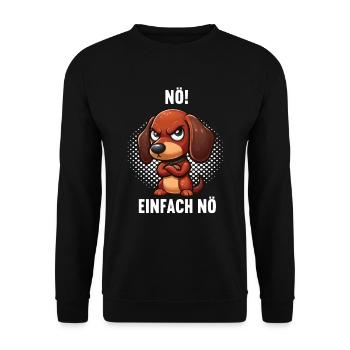 Nö Einfach Nö Dackel Dachshund Dackelbesitzer - Unisex Pullover - Schwarz - Vorne - Alina (178cm) & Michal (187cm)