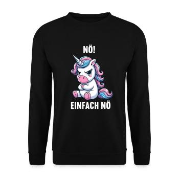 Nö Einfach Nö Einhorn Einhörner Einhornfan Unicorn - Unisex Pullover - Schwarz - Vorne - Alina (178cm) & Michal (187cm)