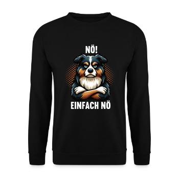 Nö Einfach Nö Australian Shepherd Aussiebesitzer - Unisex Pullover - Schwarz - Vorne - Alina (178cm) & Michal (187cm)